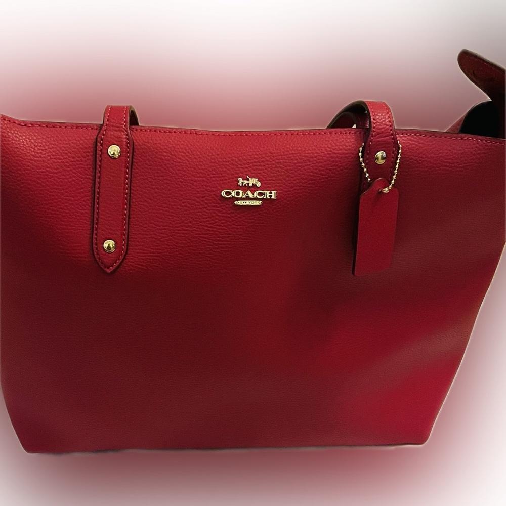 Pink Coach Tote and matching card wallet